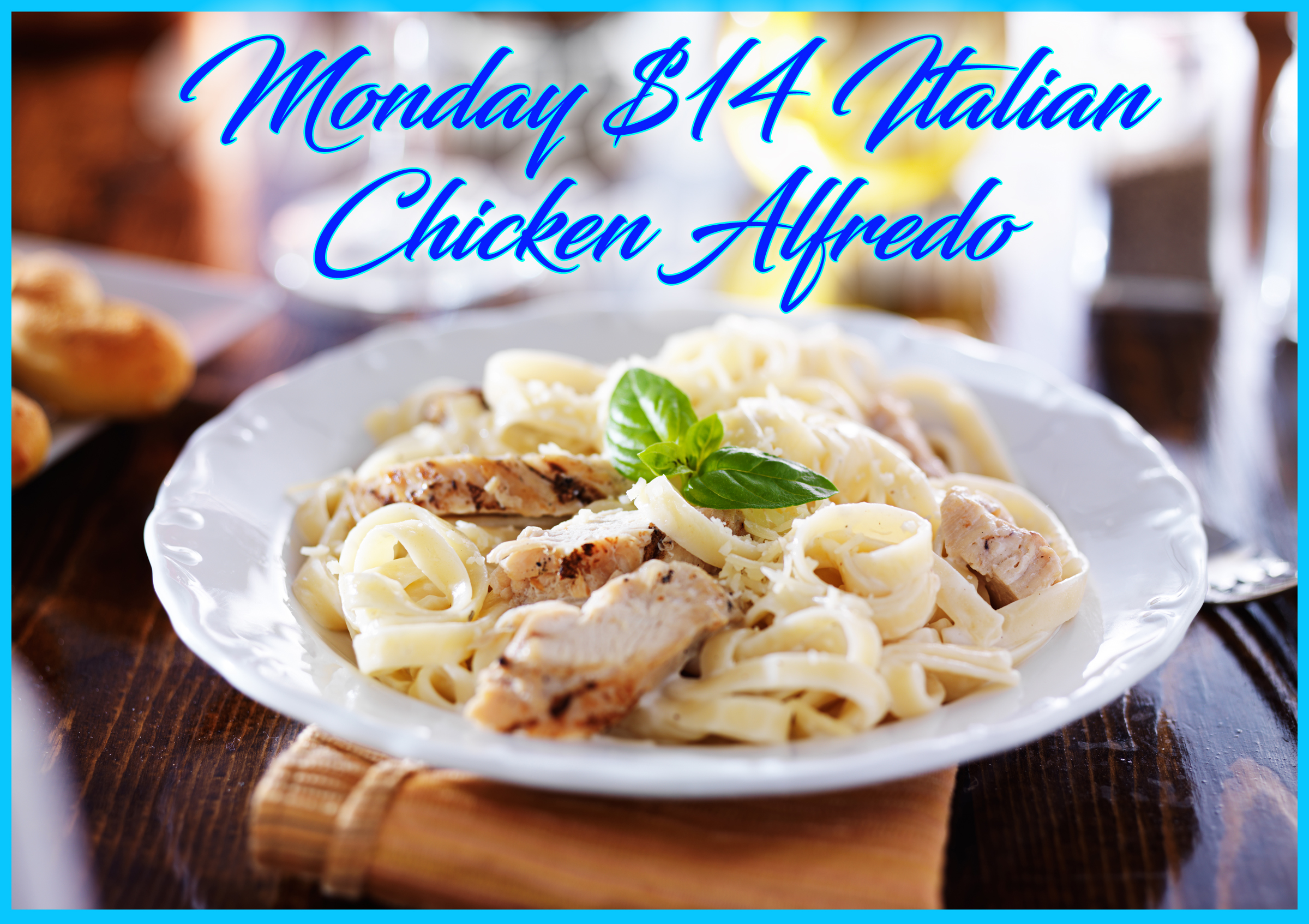 grilled chicken with fettuccine alfredo pasta