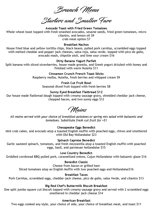 Menu | Bowleys On The Bay