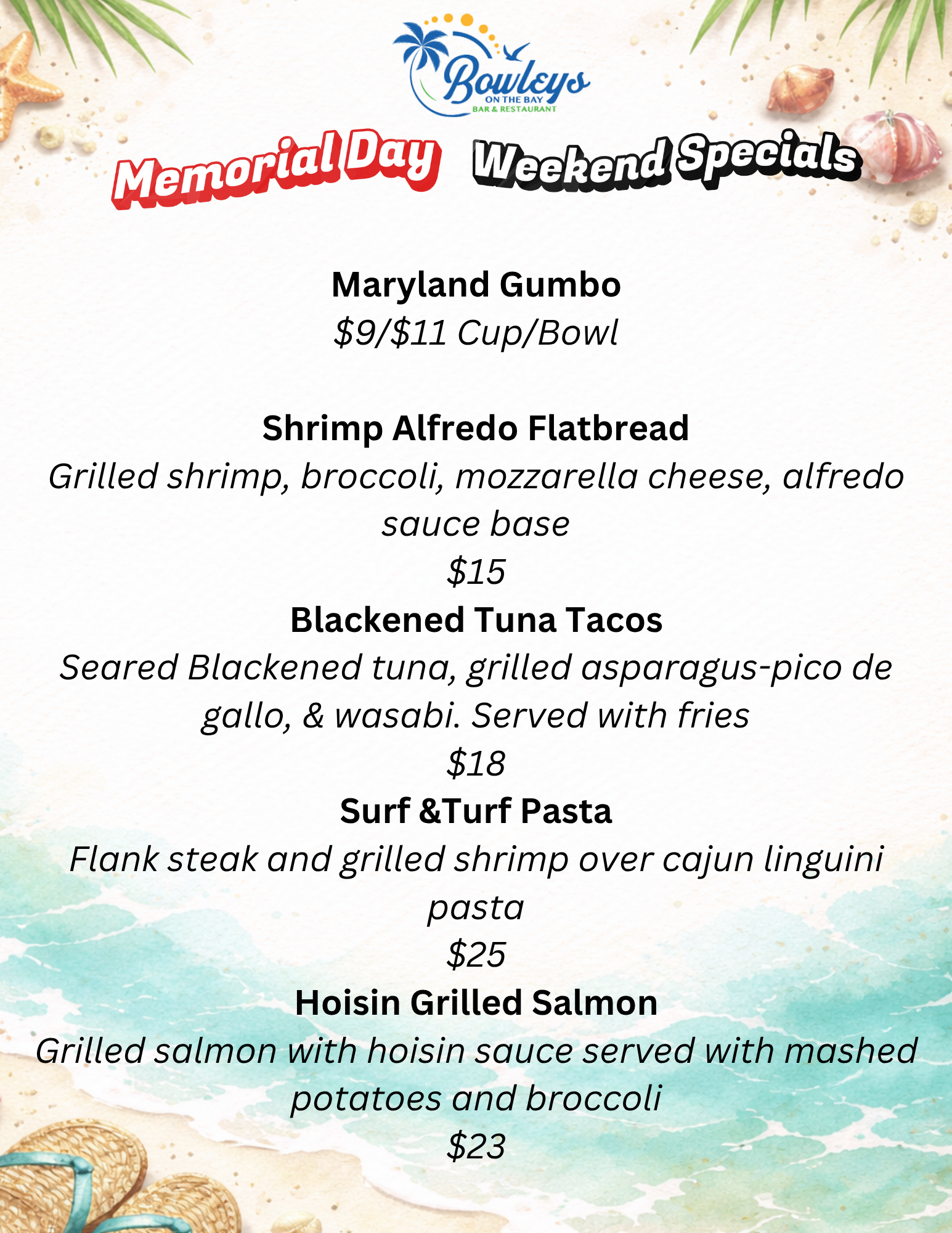 Memorial Day Food Specials NEW