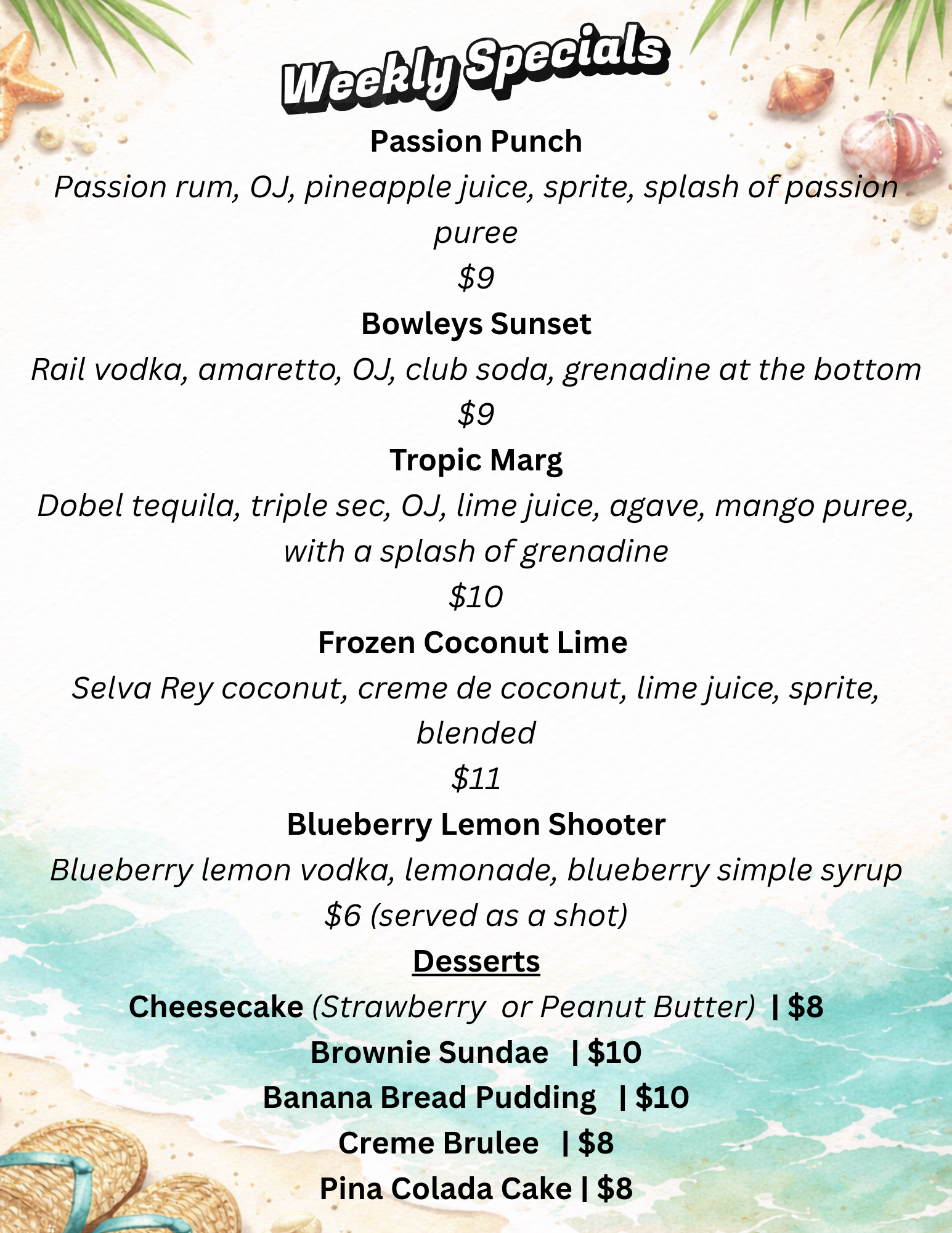 Week of May 29th Drink Specials