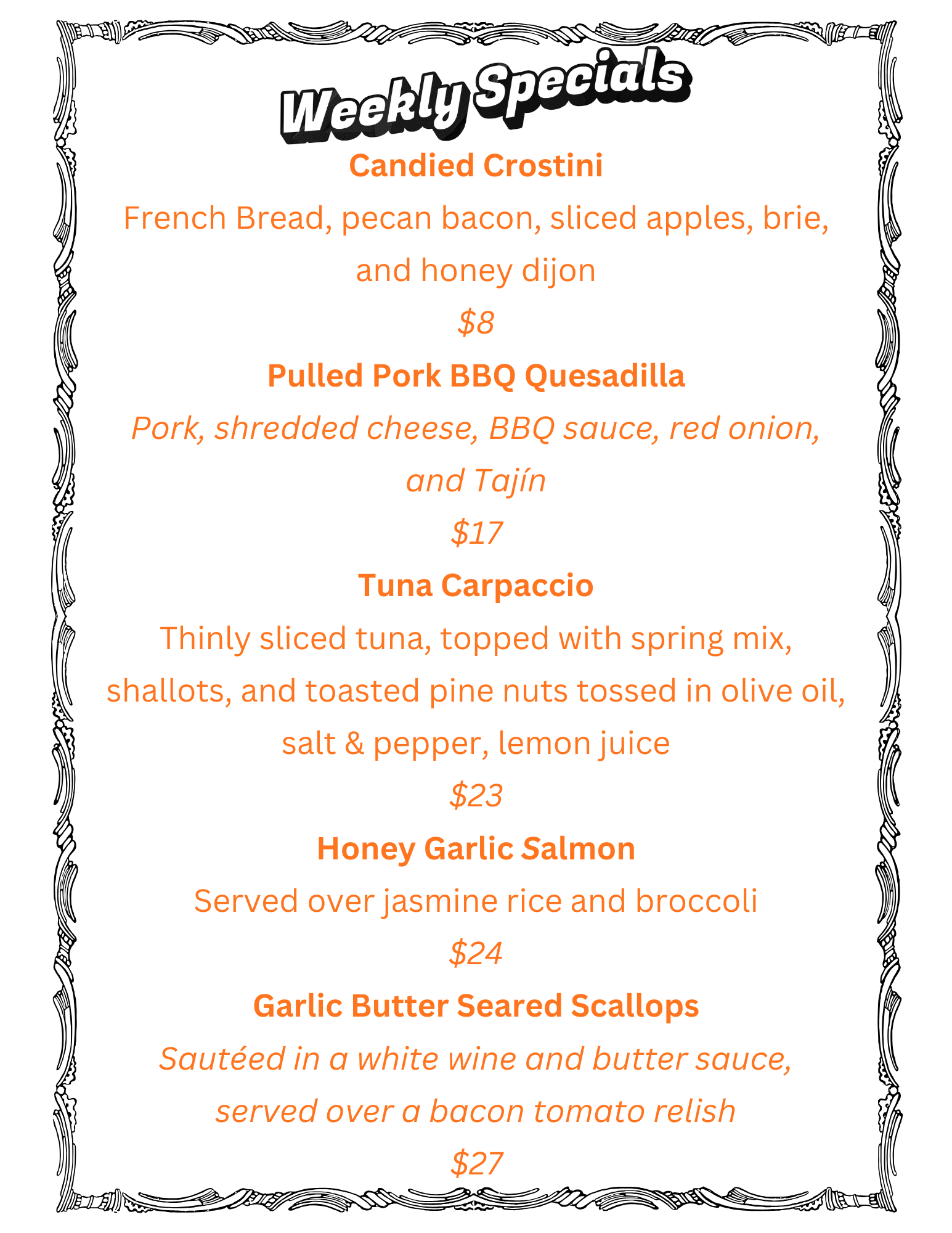 oct 23 Weekly food Special